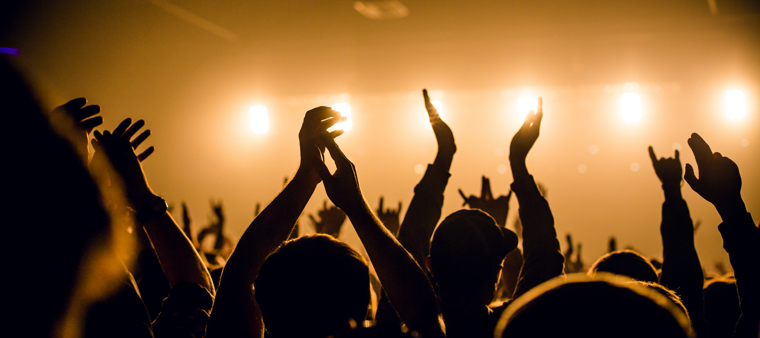 A vibrant, celebratory crowd at a live music event in New Orleans at dusk